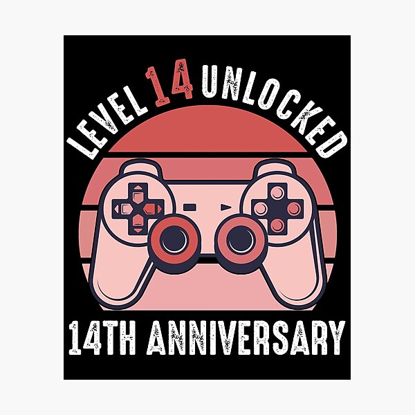 Item preview, Level 14 Unlocked 14th Anniversary Gamer designed and sold by RandomStuffShop.