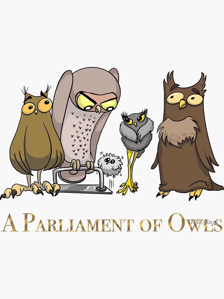 a-group-of-owls-is-called-a-parliament-of-owls-sticker-for-sale-by