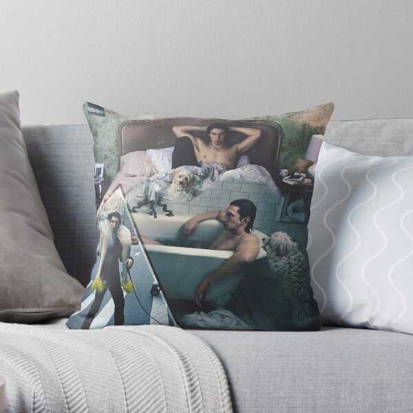 Adam Driver Shirtless with Dog Edit Throw Pillow