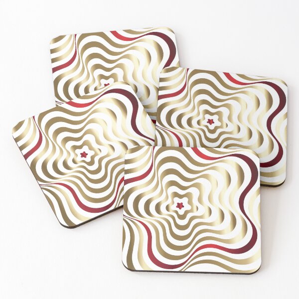 Item preview, OP Art Gold Flower with Red Ribbon designed and sold by Nobiya.