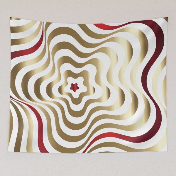 Item preview, OP Art Gold Flower with Red Ribbon designed and sold by Nobiya.