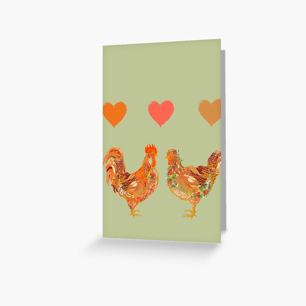 Miss chicken and Mr rooster - prairie chicken wedding day Greeting Card