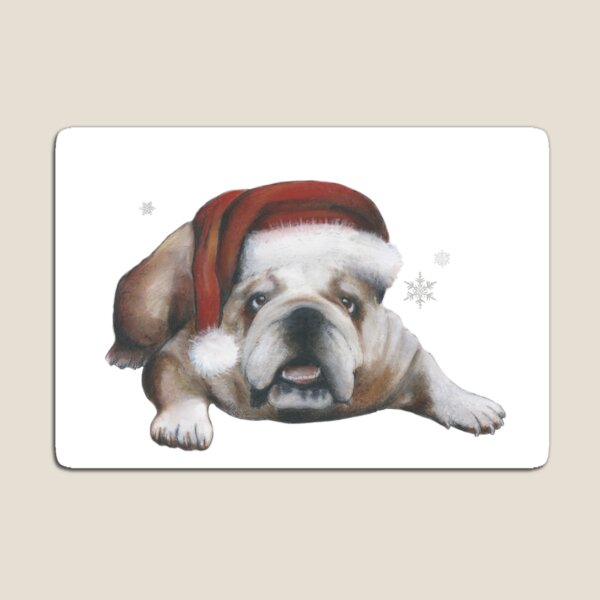Bulldog Christmas Magnet