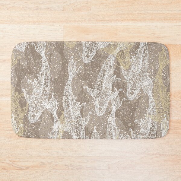 Item preview, Koi fish lacy silhouette seamless pattern white on beige with points. Wild fish. Wild life. designed and sold by Yulia Chepurova.