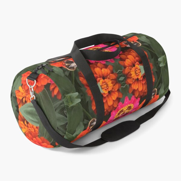 Item preview, Bees Zinnias, Bumblebee fiesta in pink/orange flower fusion - with royal crown designed and sold by RoseAromas.