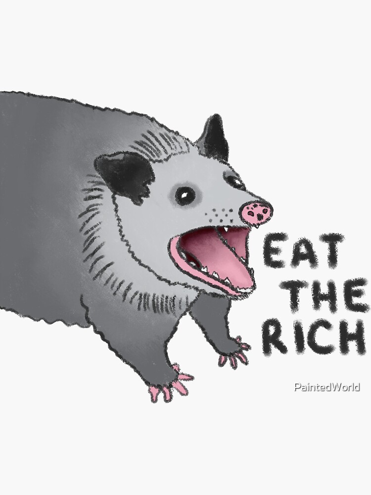 Thumbnail 3 of 3, Sticker, Eat the Rich Possum designed and sold by PaintedWorld.