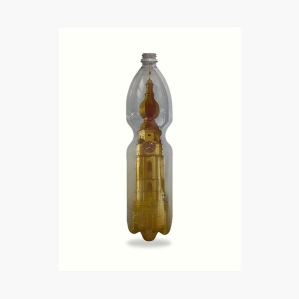 Braunauer retro church tower Hermetic Lockdown in a PET bottle by Leo Haz Art Print