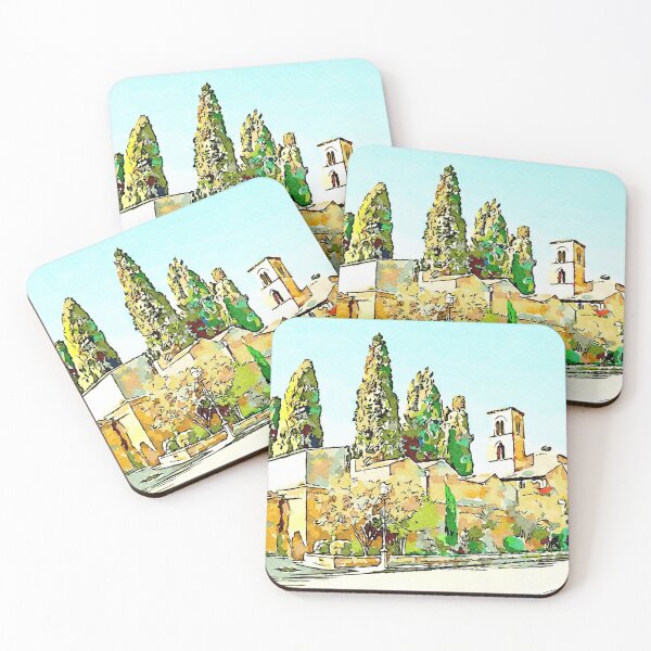 Item preview, Barbarano Romano: cemetery with cypresses and bell tower designed and sold by Giuseppe Cocco.