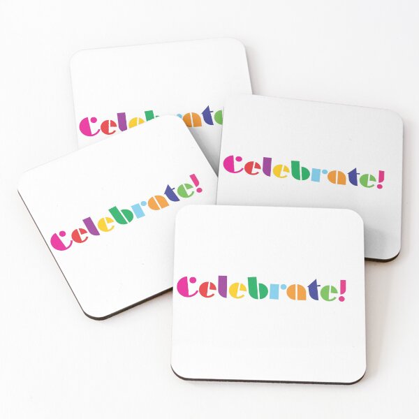 Item preview, The word celebrate with bright colors and white border designed and sold by StickersbyVW.