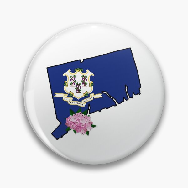 Item preview, State of Connecticut Flag with State Flower Mountain Laurel designed and sold by Gsallicat.