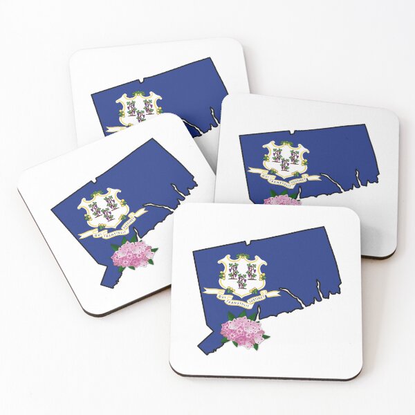 Item preview, State of Connecticut Flag with State Flower Mountain Laurel designed and sold by Gsallicat.