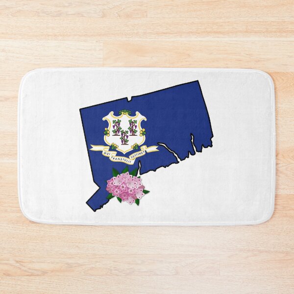 Item preview, State of Connecticut Flag with State Flower Mountain Laurel designed and sold by Gsallicat.