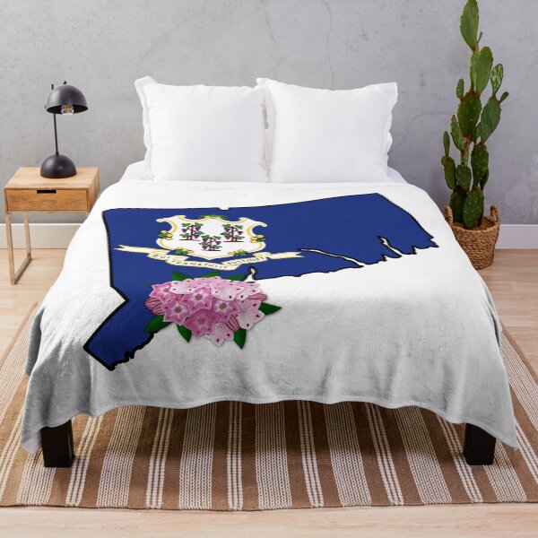 Item preview, State of Connecticut Flag with State Flower Mountain Laurel designed and sold by Gsallicat.