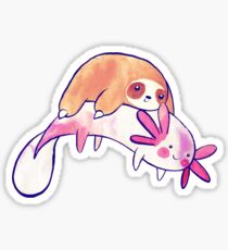 Little Sloth und große Axolotl Aquarell Sticker