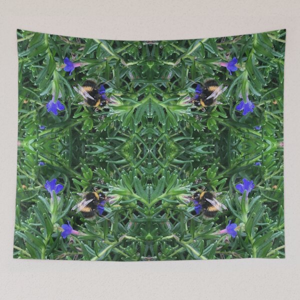 Item preview, Bee Bumbling Blue in the Viridian and Summering Sun designed and sold by RoseAromas.