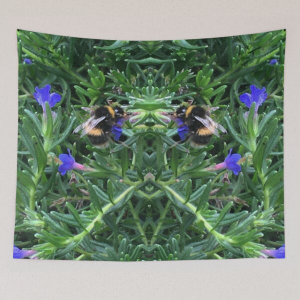 Item preview, Bee Bumbling Blue in the Viridian and Summering Sun designed and sold by RoseAromas.