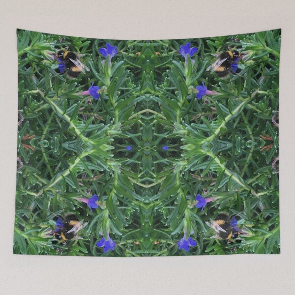 Item preview, Bee Bumbling Blue in the Viridian and Summering Sun designed and sold by RoseAromas.