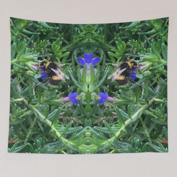 Item preview, Bee Bumbling Blue in the Viridian and Summering Sun designed and sold by RoseAromas.