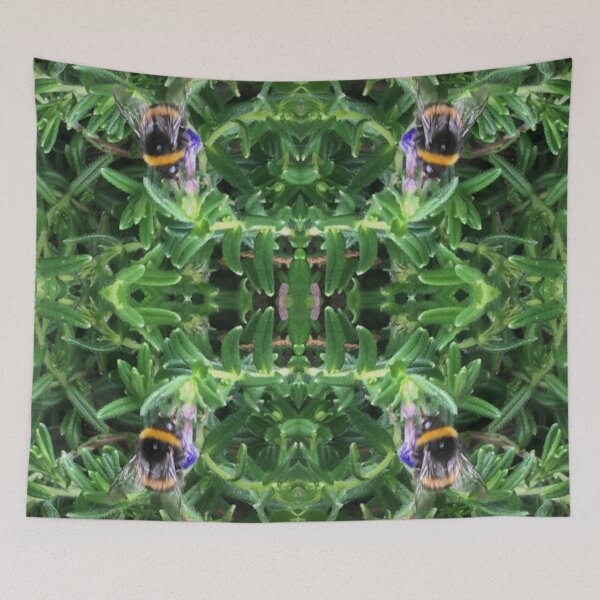 Item preview, Bee Bumbling Blue Symmetry in the Viridian and Summering Sun designed and sold by RoseAromas.