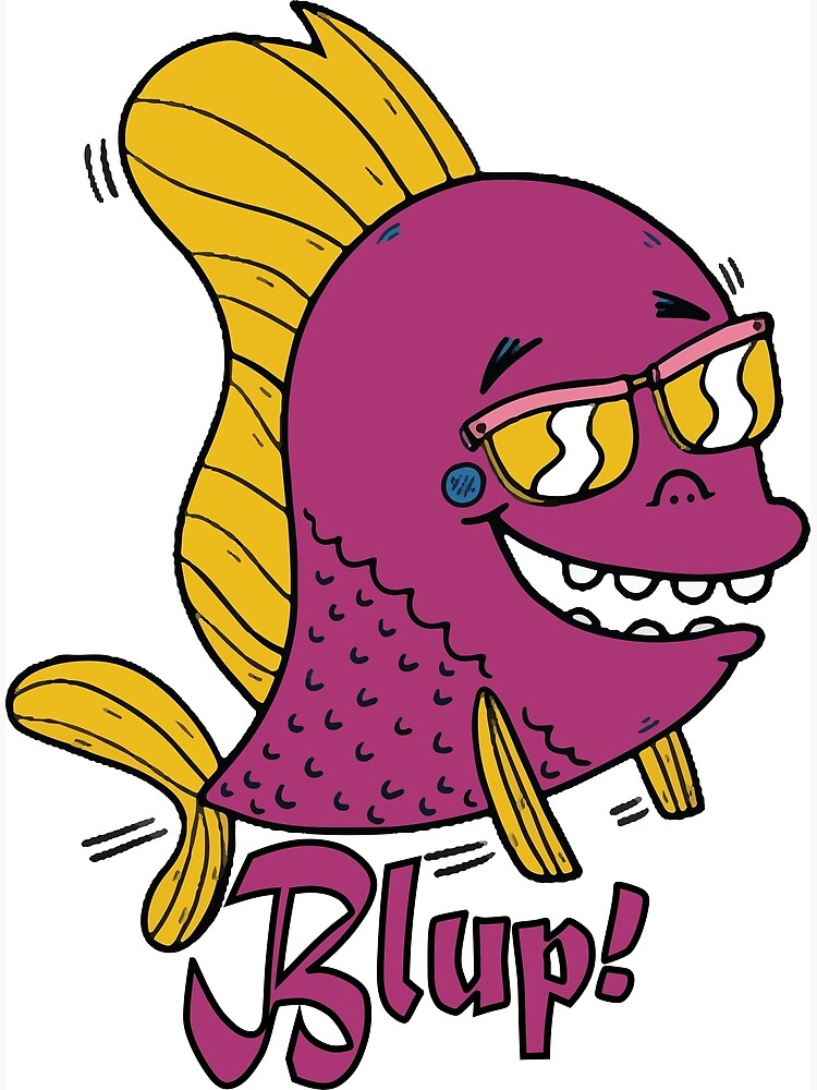 "Purple Fish With Funny Glasses" Poster for Sale by mlkdesignedlogo Redbubble