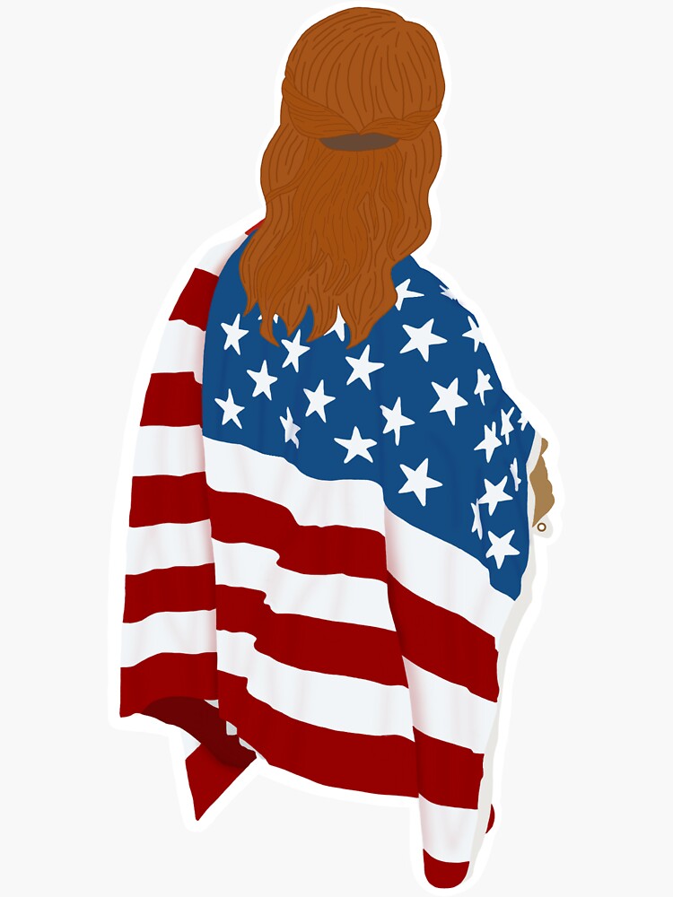 "American Flag Girl (Redhead/Tan)" Sticker for Sale by jlaurenstickers