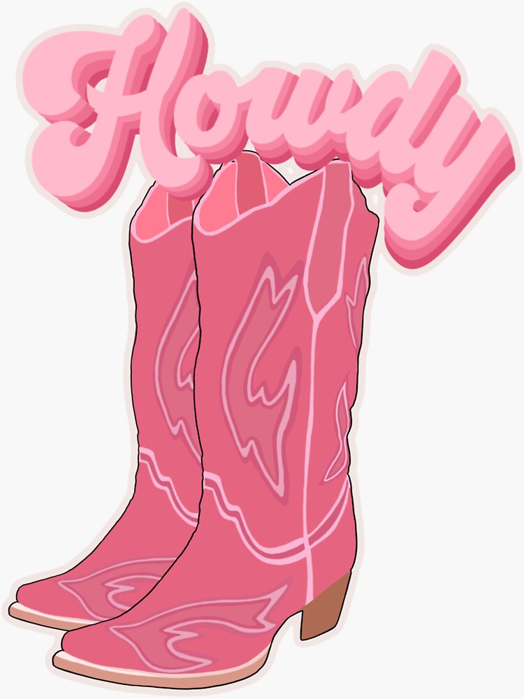 "howdy pink cowboy boots" Sticker for Sale by kenzielemonis Redbubble