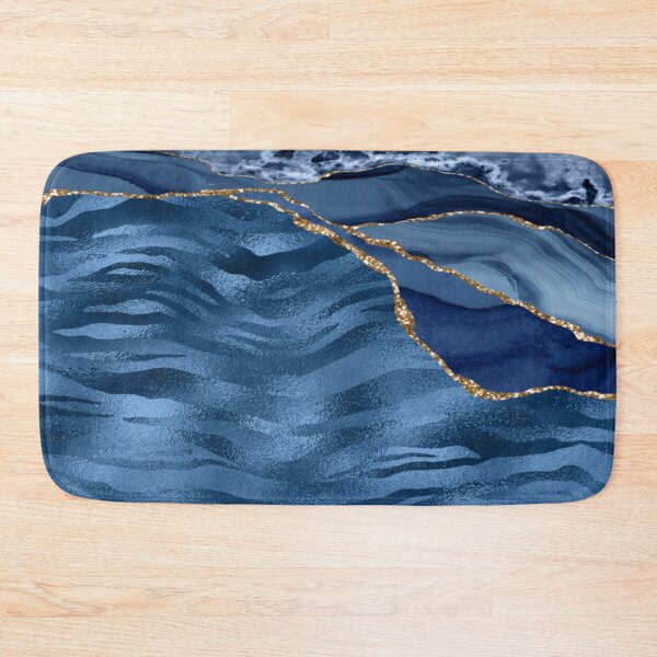 Item preview, Iridescent Blue Tiger Stripes Gold Glitter Agate  designed and sold by WOW TeesAndThings.