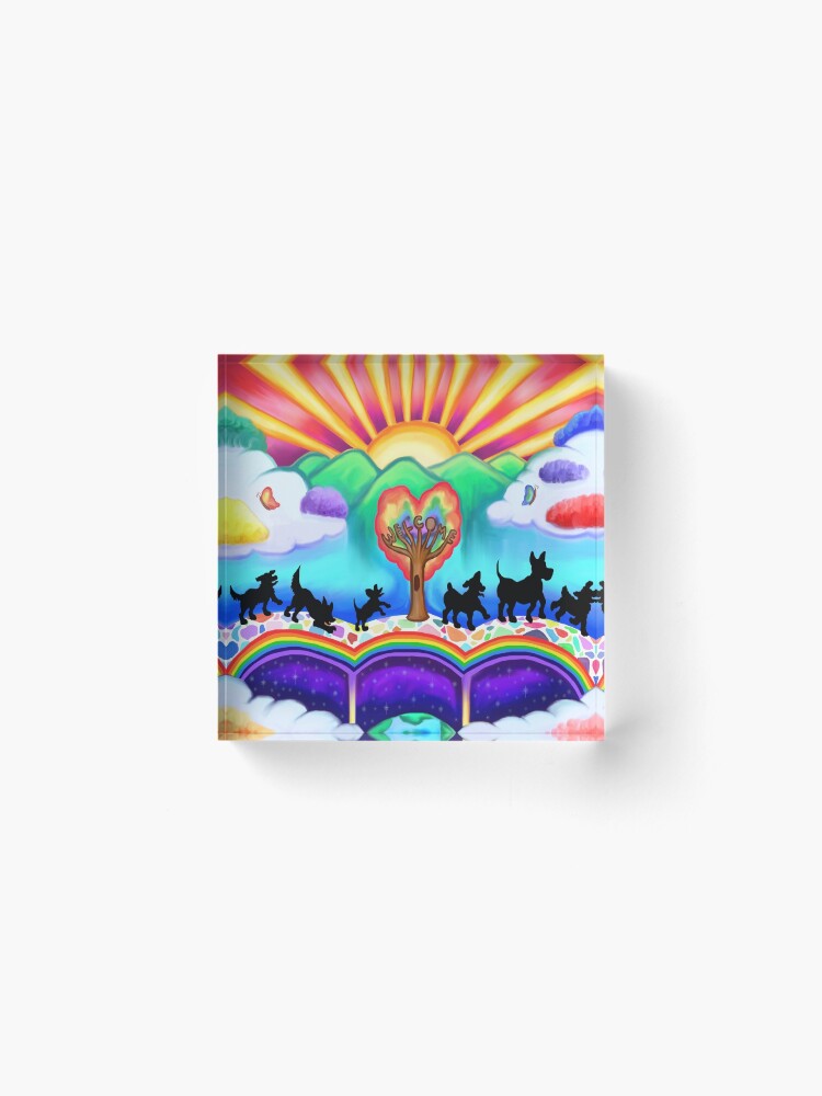 Alternate view of Dogs Arrival at the Rainbow Bridge Acrylic Block