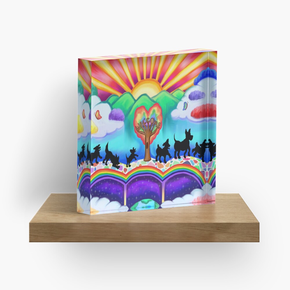 Dogs Arrival at the Rainbow Bridge Acrylic Block