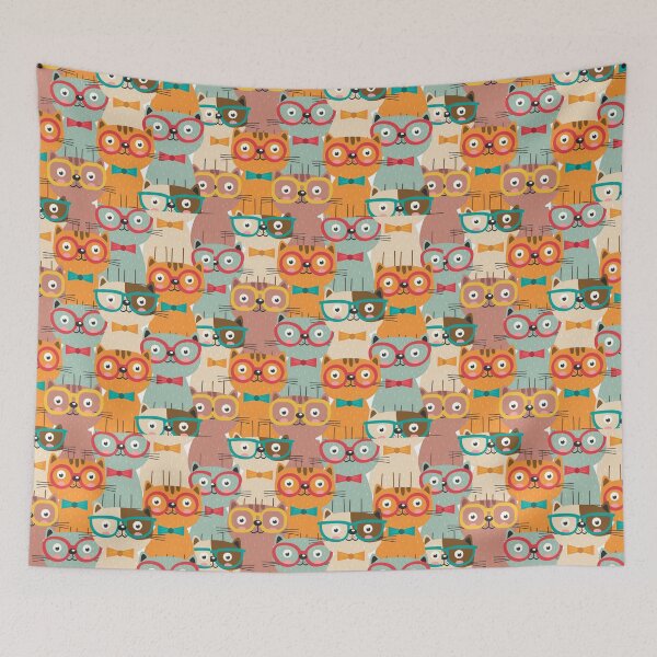 Item preview, Nerd and Geek Gift Ideas Nerd Cat with Glasses Colorful Cats designed and sold by Teez-Me.