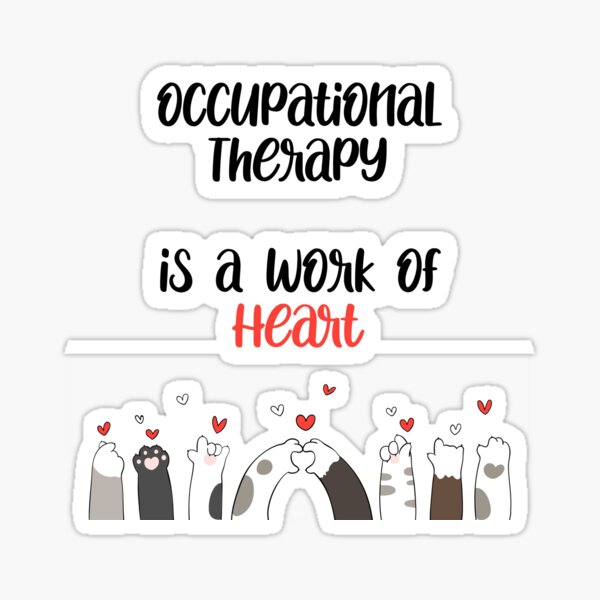 Occupational Therapy Work of Heart Cat Paw Hearts Sticker