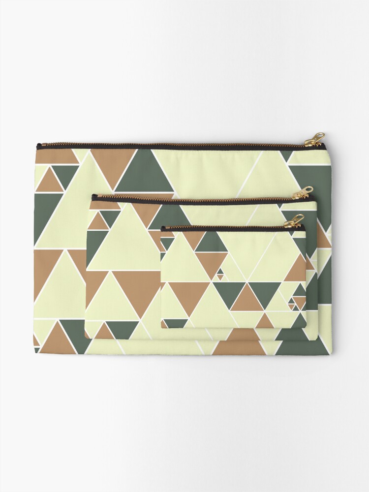 Thumbnail 2 of 4, Zipper Pouch, Earthy Triangle Pattern, Modern Design. designed and sold by DieggDesign.