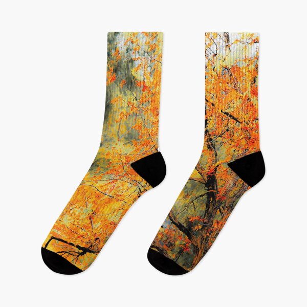 Aperçu de l'œuvre branche d'arbre avec des feuilles d'automne et fond d'arbre vert créée et vendue par Mrvell.