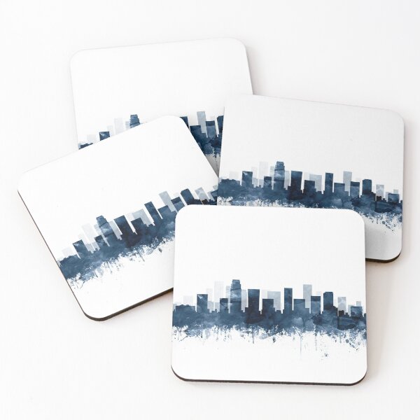 Item preview, Charlotte Skyline Watercolor Navy Blue by Zouzounio Art designed and sold by zouzounioart.
