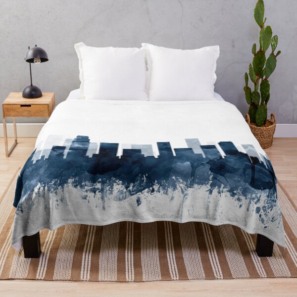 Item preview, Charlotte Skyline Watercolor Navy Blue by Zouzounio Art designed and sold by zouzounioart.
