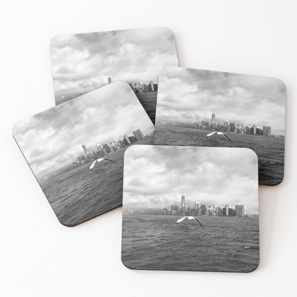 Item preview, Seagull Flying Over the Hudson River - One World Trade Center - New York City - NYC - In Black and White designed and sold by Christina Boiardi.