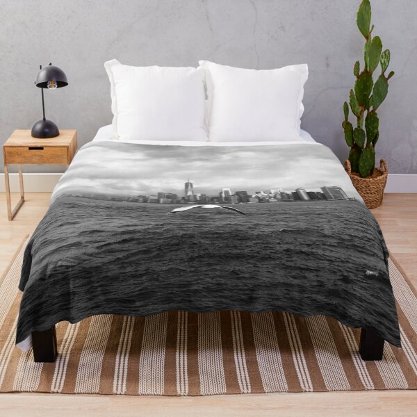 Item preview, Seagull Flying Over the Hudson River - One World Trade Center - New York City - NYC - In Black and White designed and sold by Christina Boiardi.