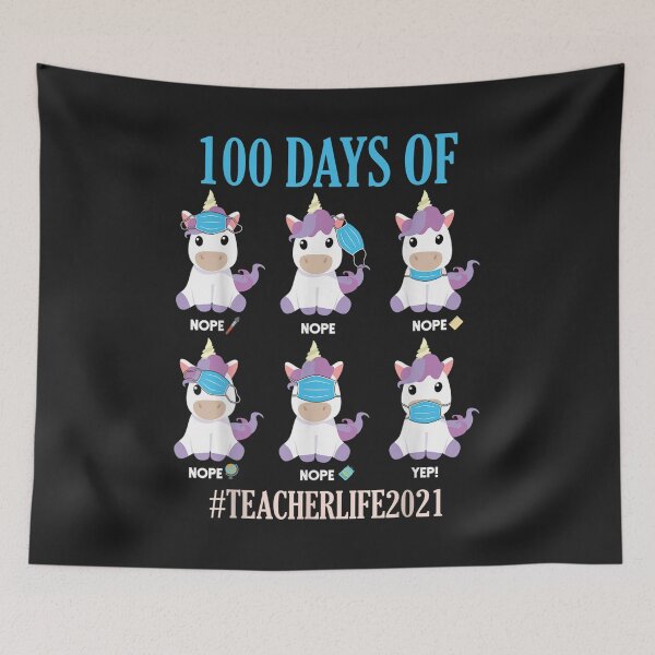 Item preview, 100th Day Of School Teacher Teacherlife 2021 Unicorn Mask T-Shirt designed and sold by Lukifo-Glacier.