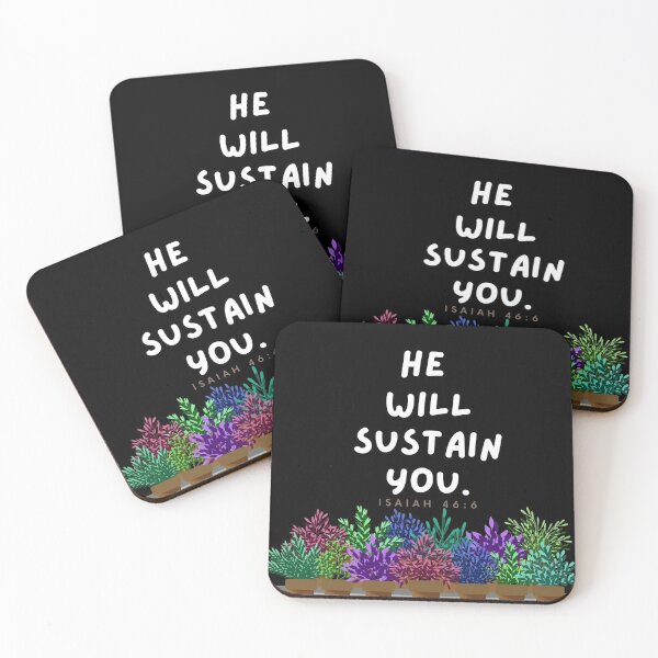 Item preview, He will sustain you - Isaiah 46:6 (plants and black background) designed and sold by Yesido.