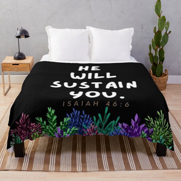 Item preview, He will sustain you - Isaiah 46:6 (plants and black background) designed and sold by Yesido.
