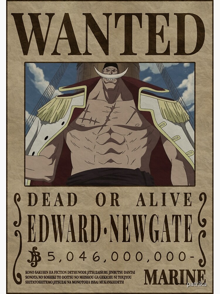 Edward Newgate Whitebeard One Piece Bounty Wanted Poster Greeting Card By Patrika Redbubble