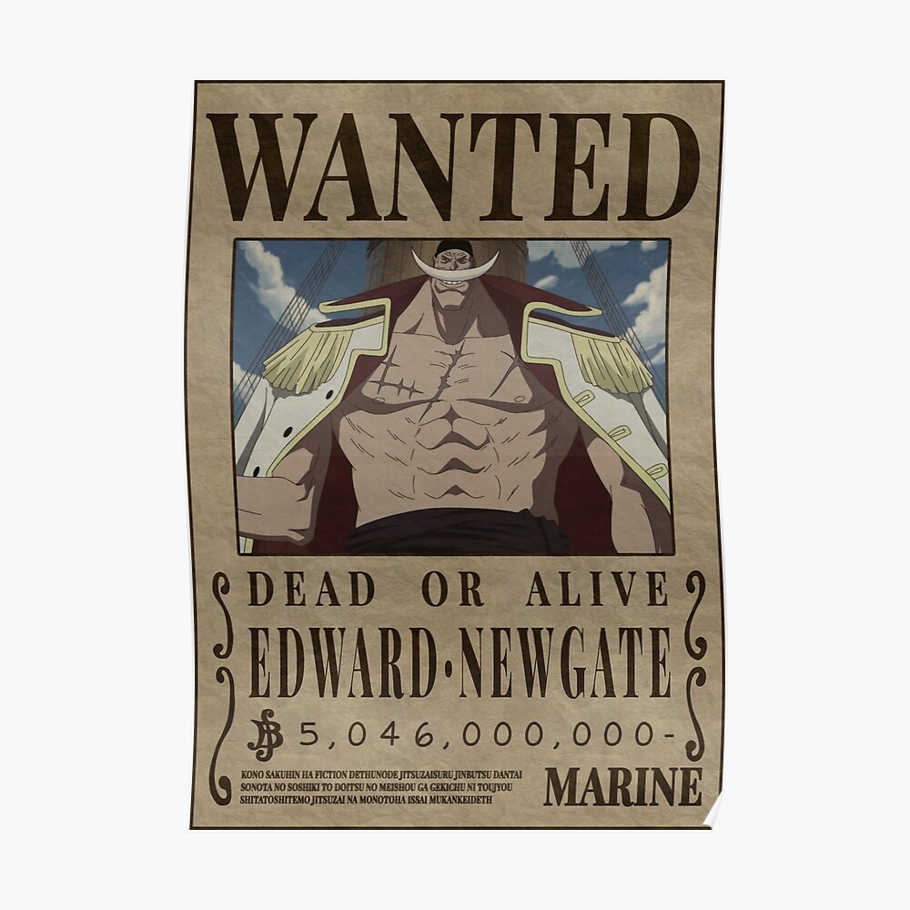 Edward Newgate Whitebeard One Piece Bounty Wanted Poster Sticker By Patrika Redbubble