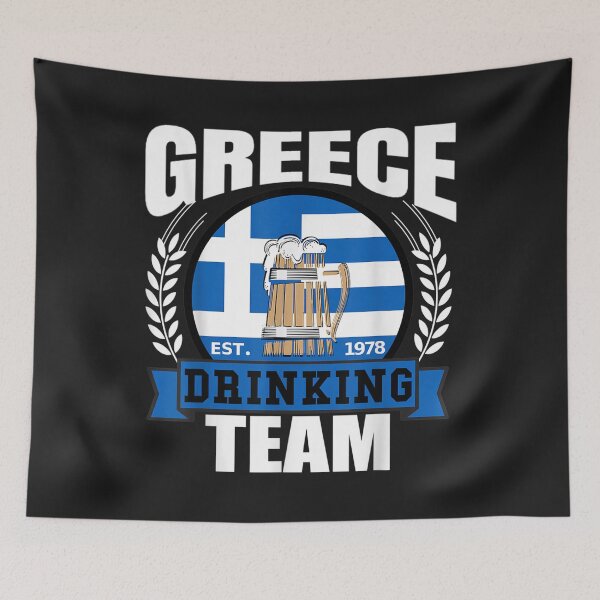 Item preview, Greece Drinking Team Greek Flag Beer Party Grecian Gift T-Shirt designed and sold by Lukifo-Glacier.
