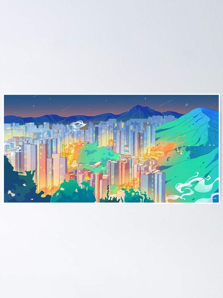 Thumbnail 1 of 3, Poster, Burning city designed and sold by lingmuki.
