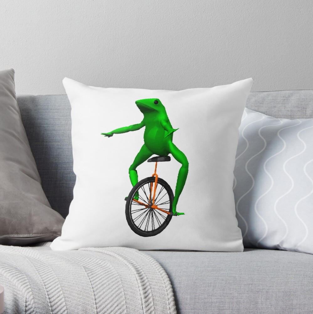 dat boi meme / unicycle frog Throw Pillow