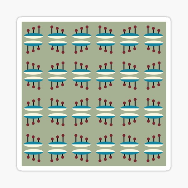 Mid Century Modern Rowing Green Abstract Irish Pipes Sticker