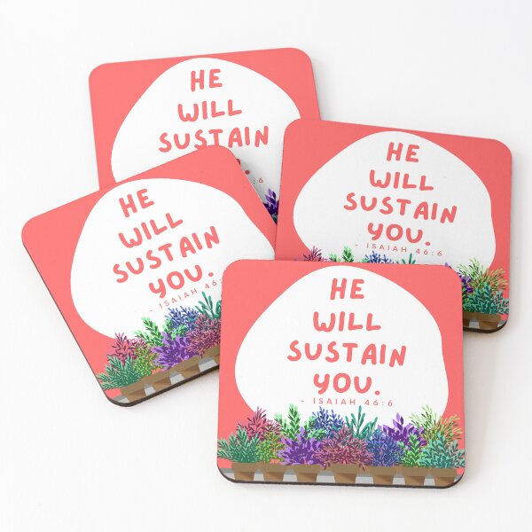 Item preview,  He will sustain you - Isaiah 46:6 (plants and peach) designed and sold by Yesido.