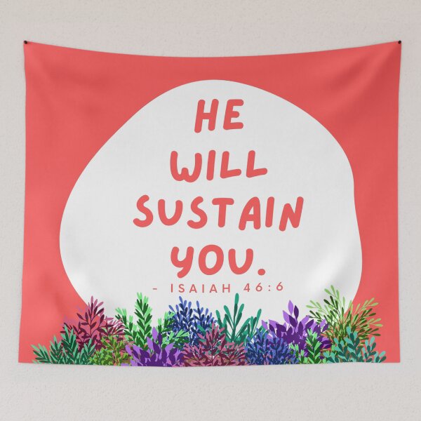 Item preview,  He will sustain you - Isaiah 46:6 (plants and peach) designed and sold by Yesido.