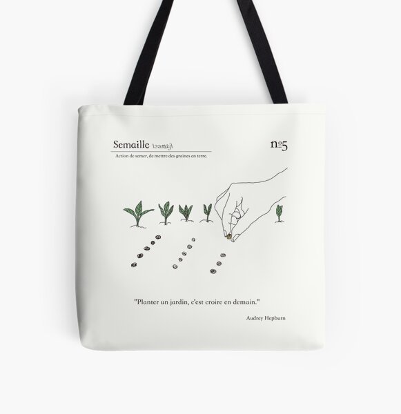 Gardening in French / Sowing All Over Print Tote Bag