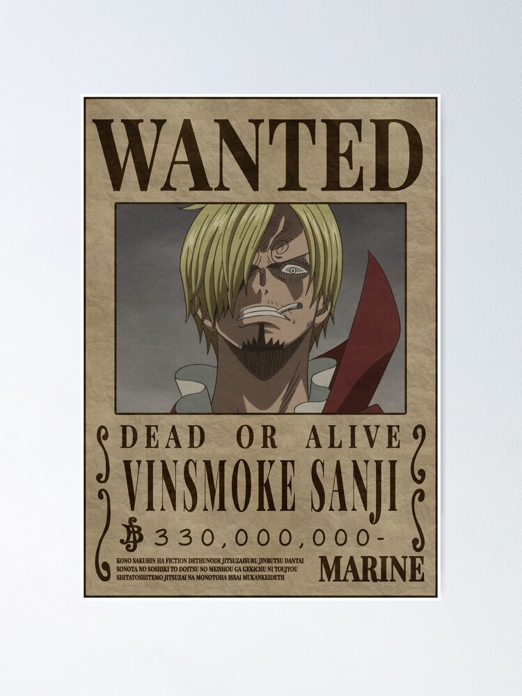 Sanji Black Leg Vinsmoke Germa 66 One Piece Wanted Bounty Poster Poster By Patrika Redbubble